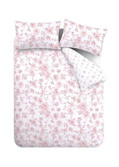 Catherine Lansfield Mirabelle Floral Reversible Duvet Cover Set Pink