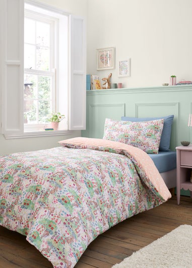 Belle & Boo Meadow Bunnies Reversible Cotton Duvet Cover Set Blue