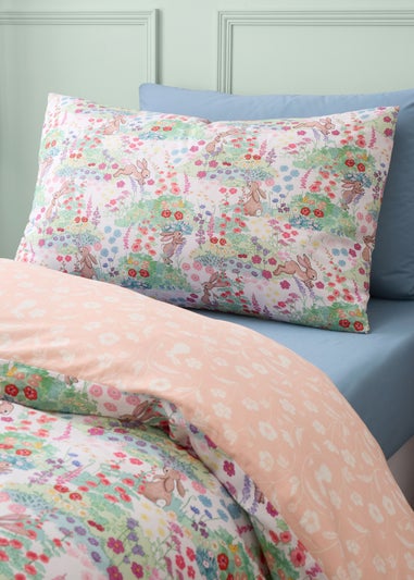 Belle & Boo Meadow Bunnies Reversible Cotton Duvet Cover Set Blue