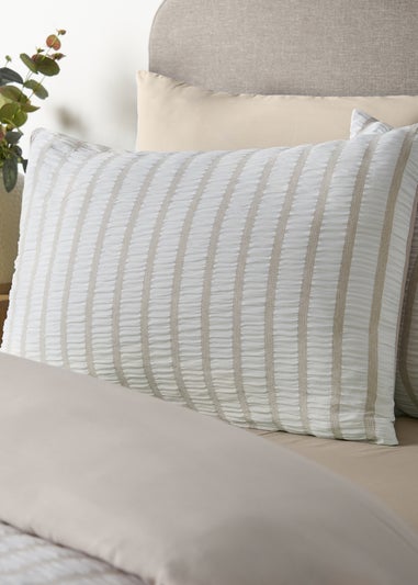 Catherine Lansfield So Soft Seersucker Stripe Duvet Cover Set Natural