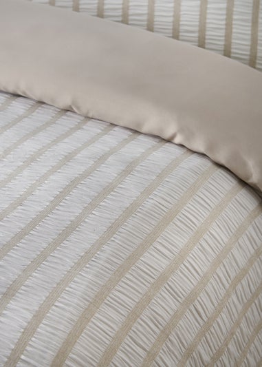 Catherine Lansfield So Soft Seersucker Stripe Duvet Cover Set Natural