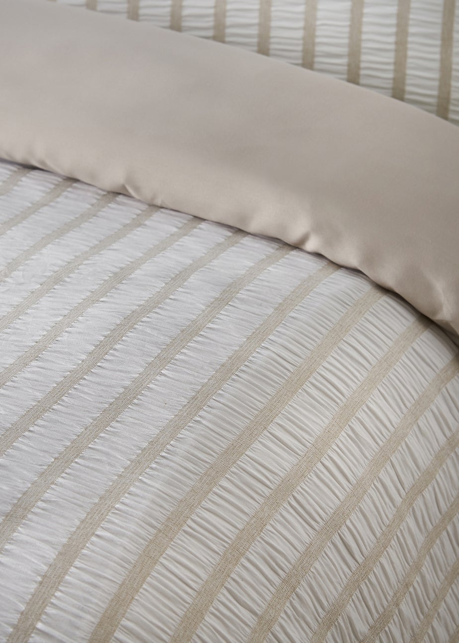Catherine Lansfield So Soft Seersucker Stripe Duvet Cover Set Natural