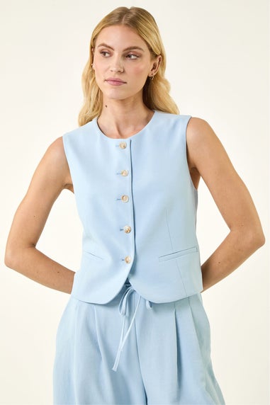 Roman Light Blue Buttoned Waistcoat