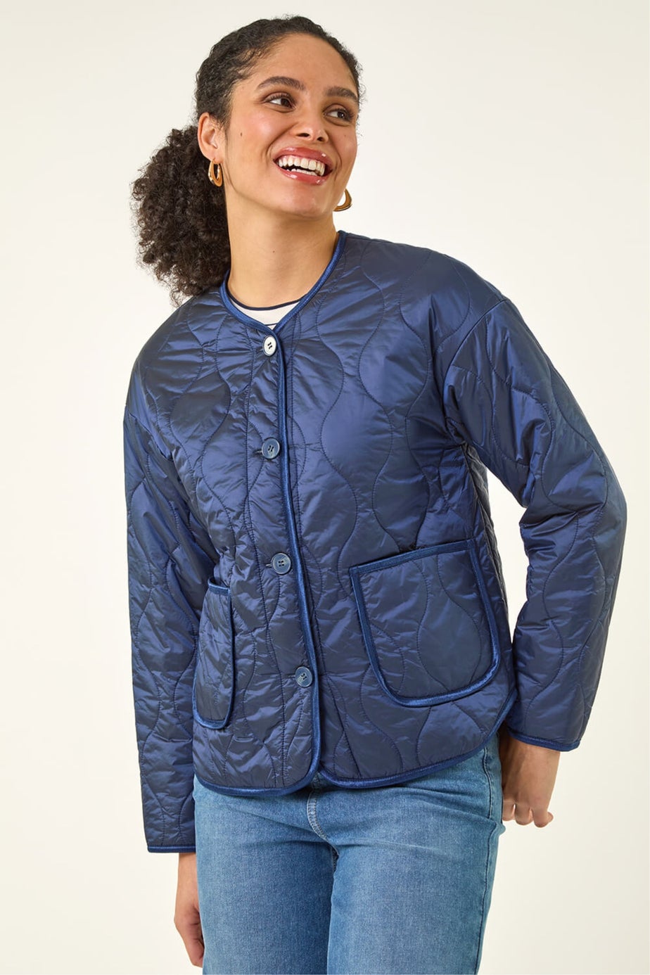 Roman Navy Two Tone Crew Neck Jacket