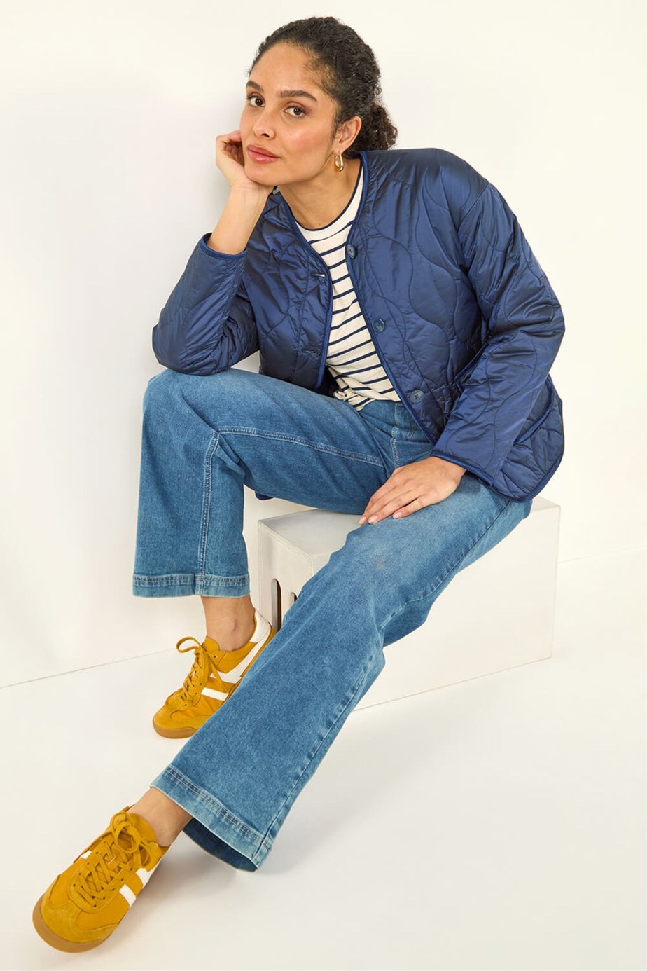 Roman Navy Two Tone Crew Neck Jacket