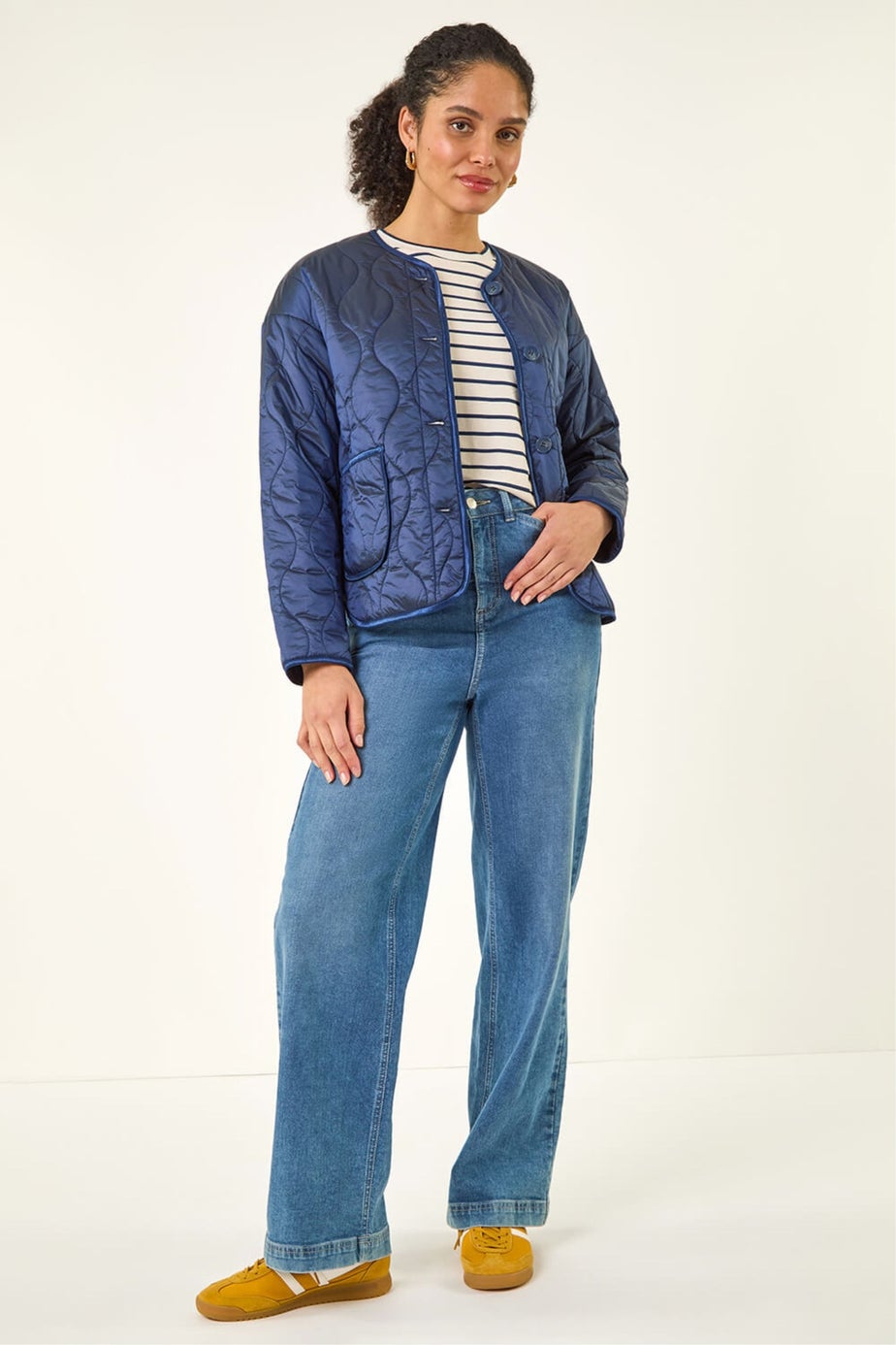 Roman Navy Two Tone Crew Neck Jacket