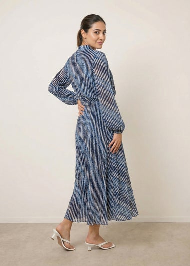 Blue Vanilla Navy High Neck Bubble Print Dress
