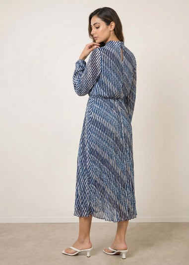 Blue Vanilla Navy High Neck Bubble Print Dress