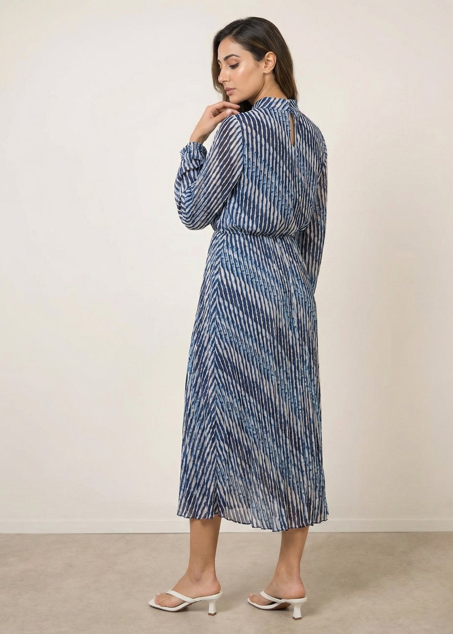 Blue Vanilla Navy High Neck Bubble Print Dress