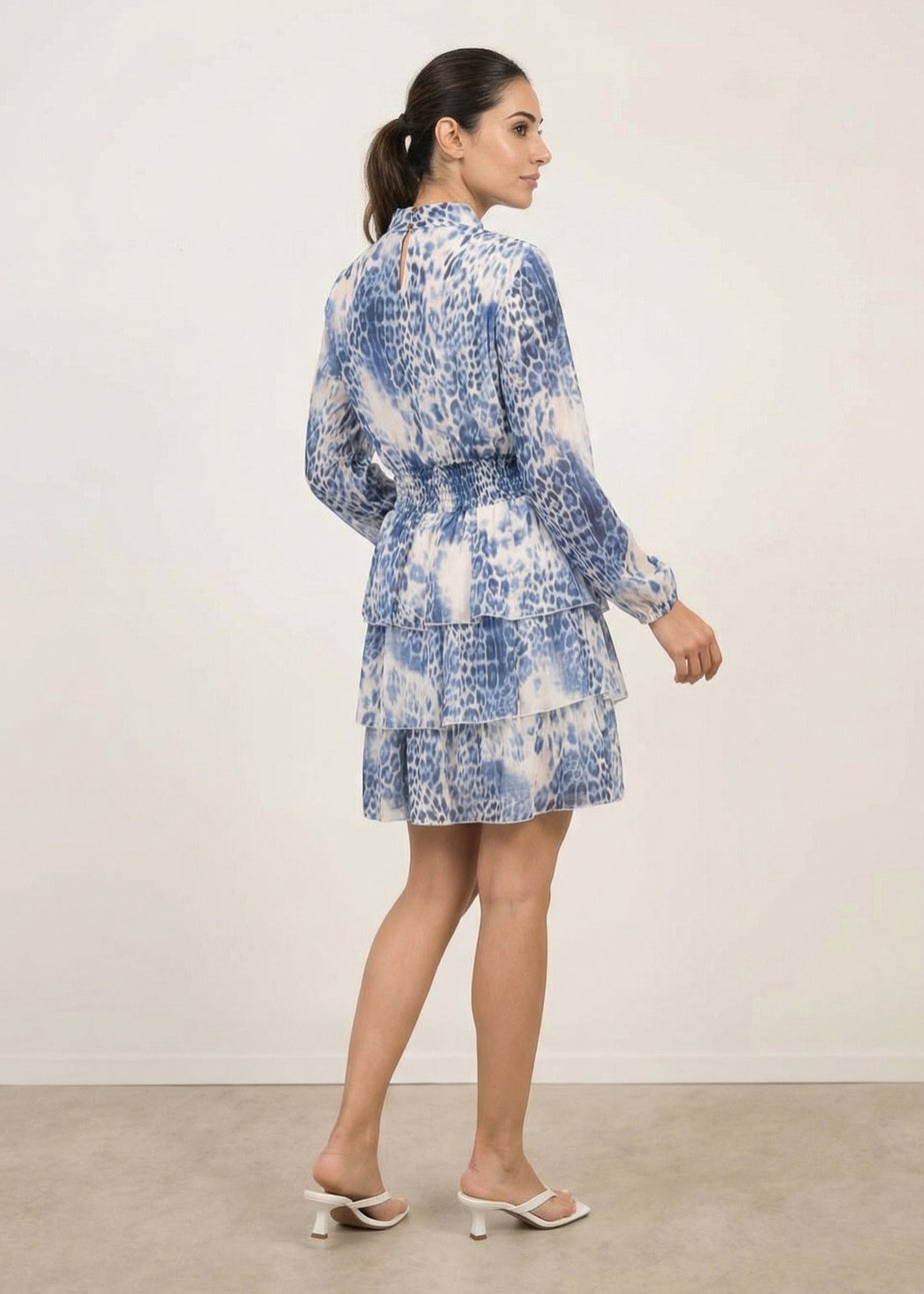 Blue Vanilla Blue Animal Print Layered Dress