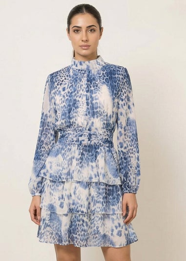 Blue Vanilla Blue Animal Print Layered Dress