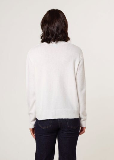 Blue Vanilla Ivory Gold Flower Buttons Cardigan