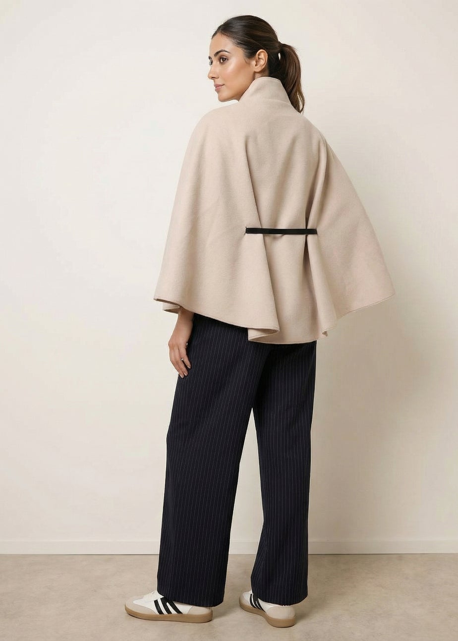 Blue Vanilla Stone Belted Cape Coat