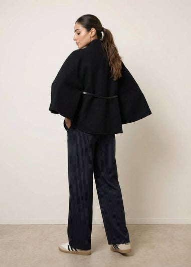 Blue Vanilla Black Belted Cape Coat