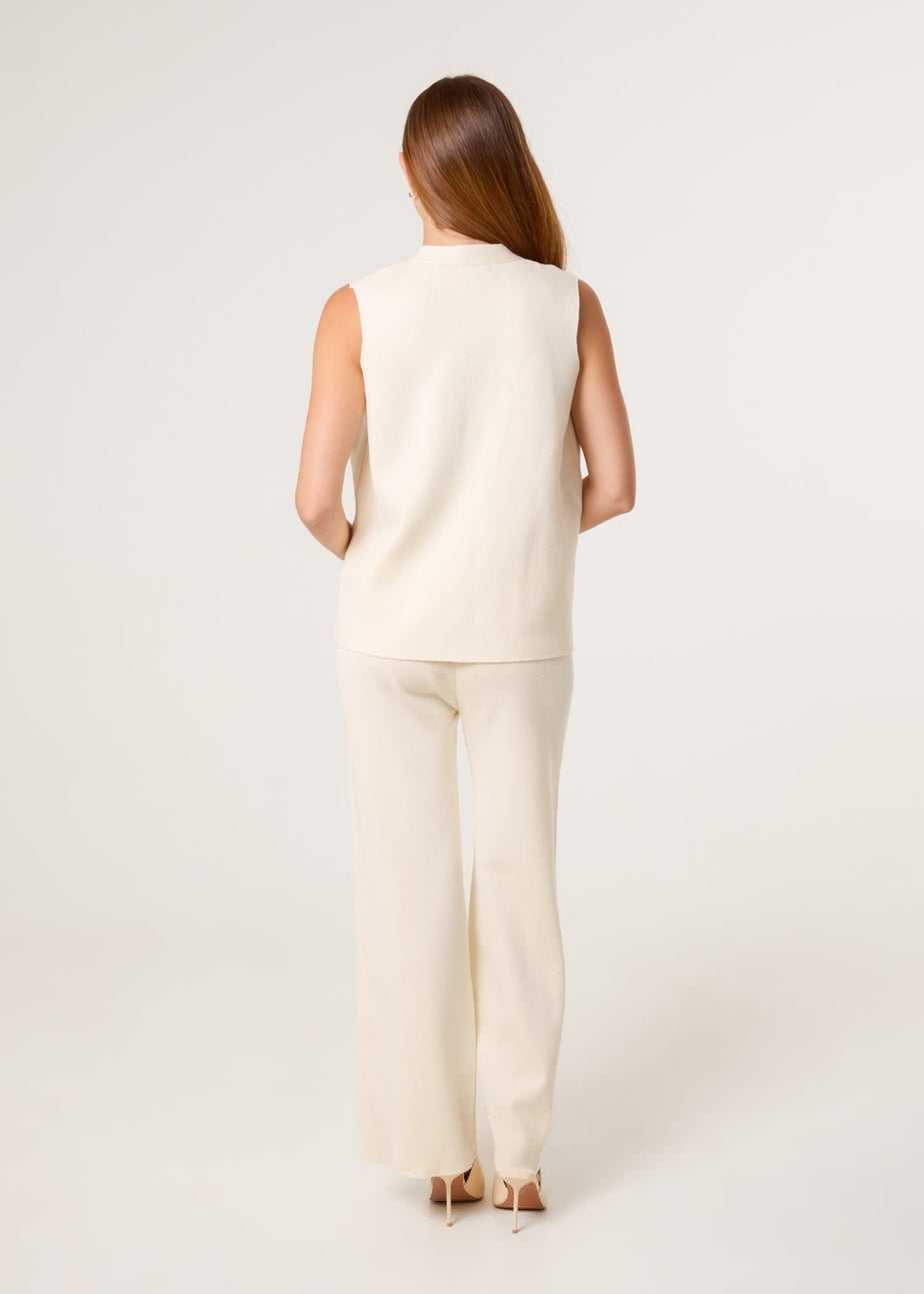 Blue Vanilla Beige Two -Piece Set With Gold Button Details