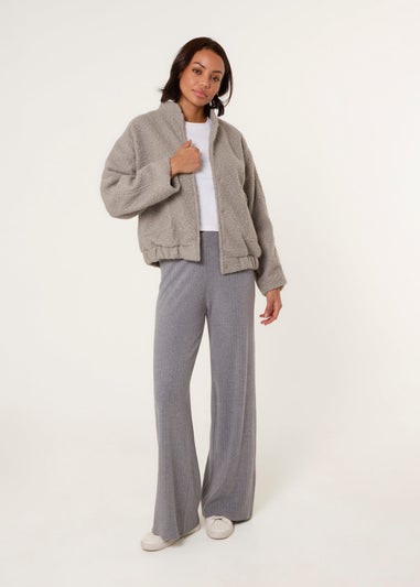 Blue Vanilla Grey Ribbed Wide Leg Trousers