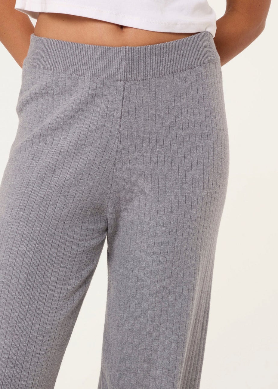Blue Vanilla Grey Ribbed Wide Leg Trousers