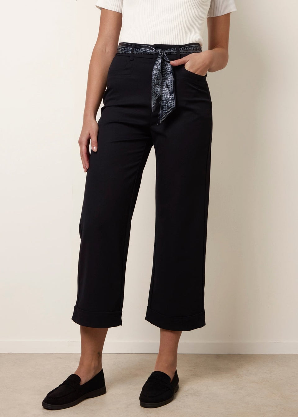 Blue Vanilla Navy Scarf Belt Trousers