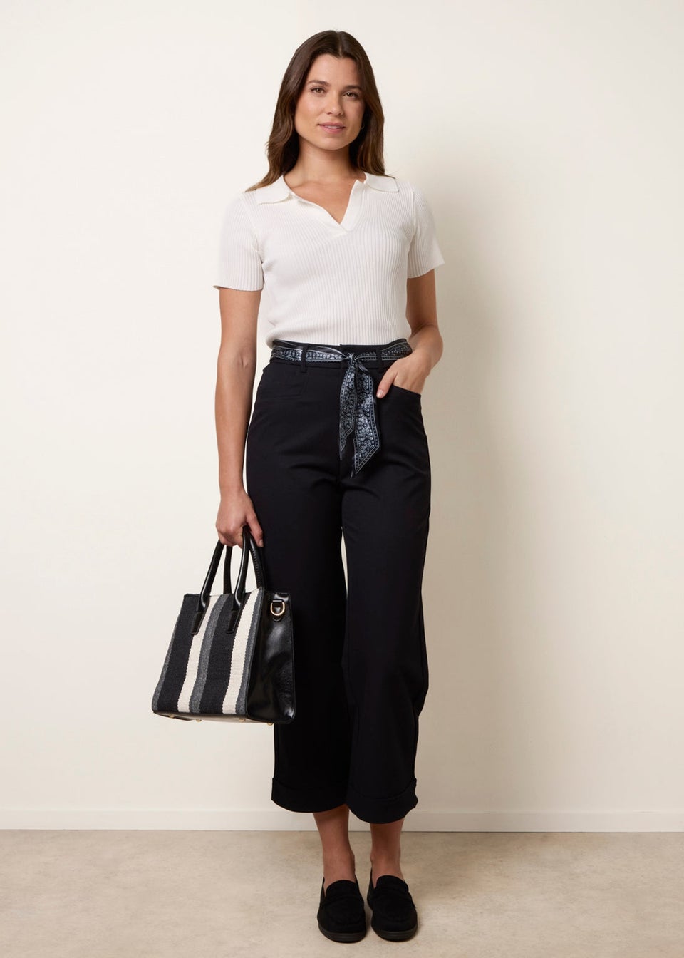 Blue Vanilla Navy Scarf Belt Trousers