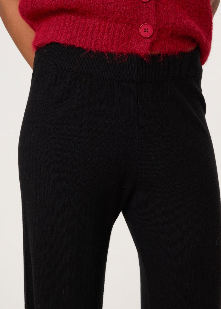 Blue Vanilla Black Ribbed Wide Leg Trousers