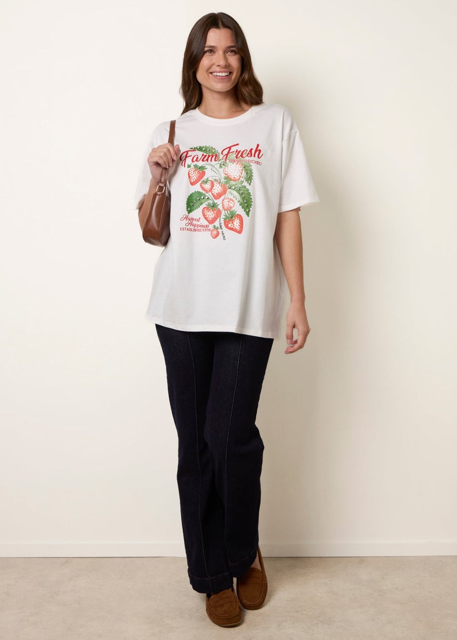 Blue Vanilla Ivory Graphic Print Crew-Neck T-shirt