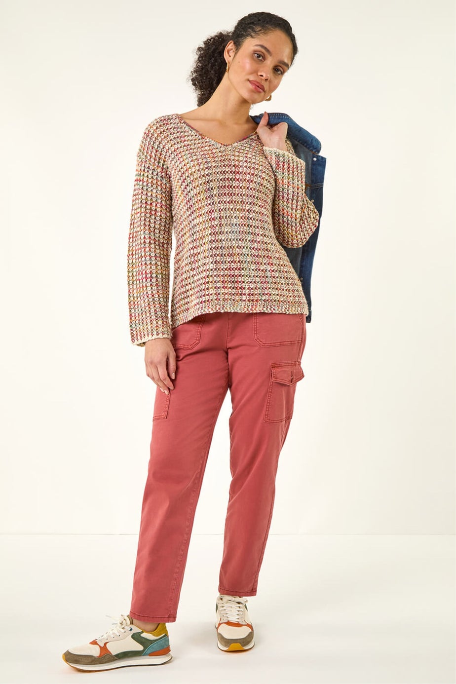 Roman Rust Cotton Cargo Stretch Trousers