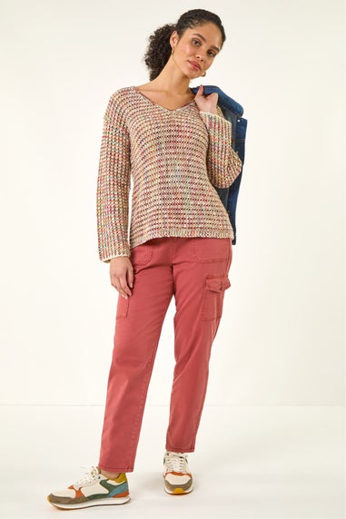 Roman Rust Cotton Cargo Stretch Trousers