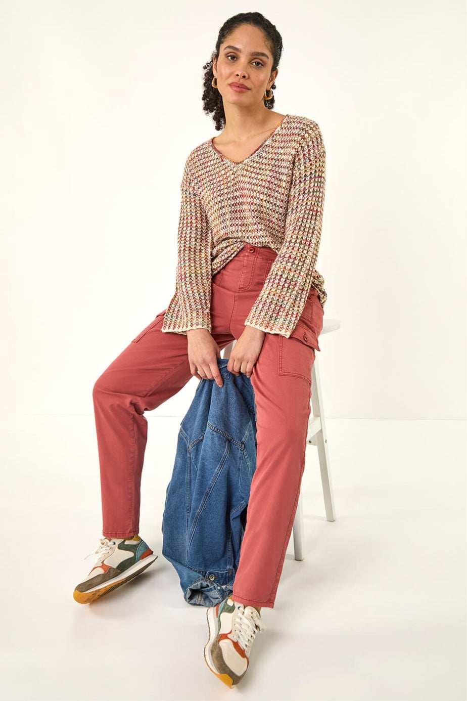 Roman Rust Cotton Cargo Stretch Trousers