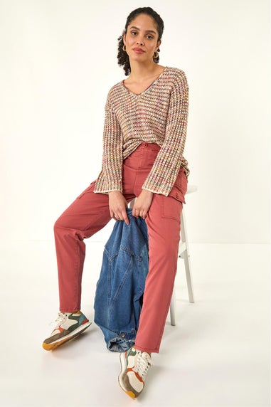 Roman Rust Cotton Cargo Stretch Trousers