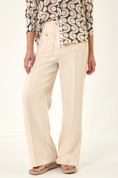 Roman Cream Pocket Button Smart Trousers