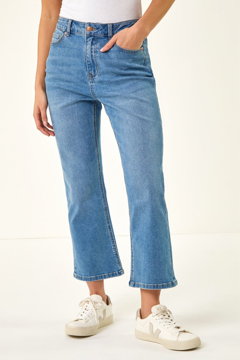 Roman Denim Petite Bootcut Cropped Jeans