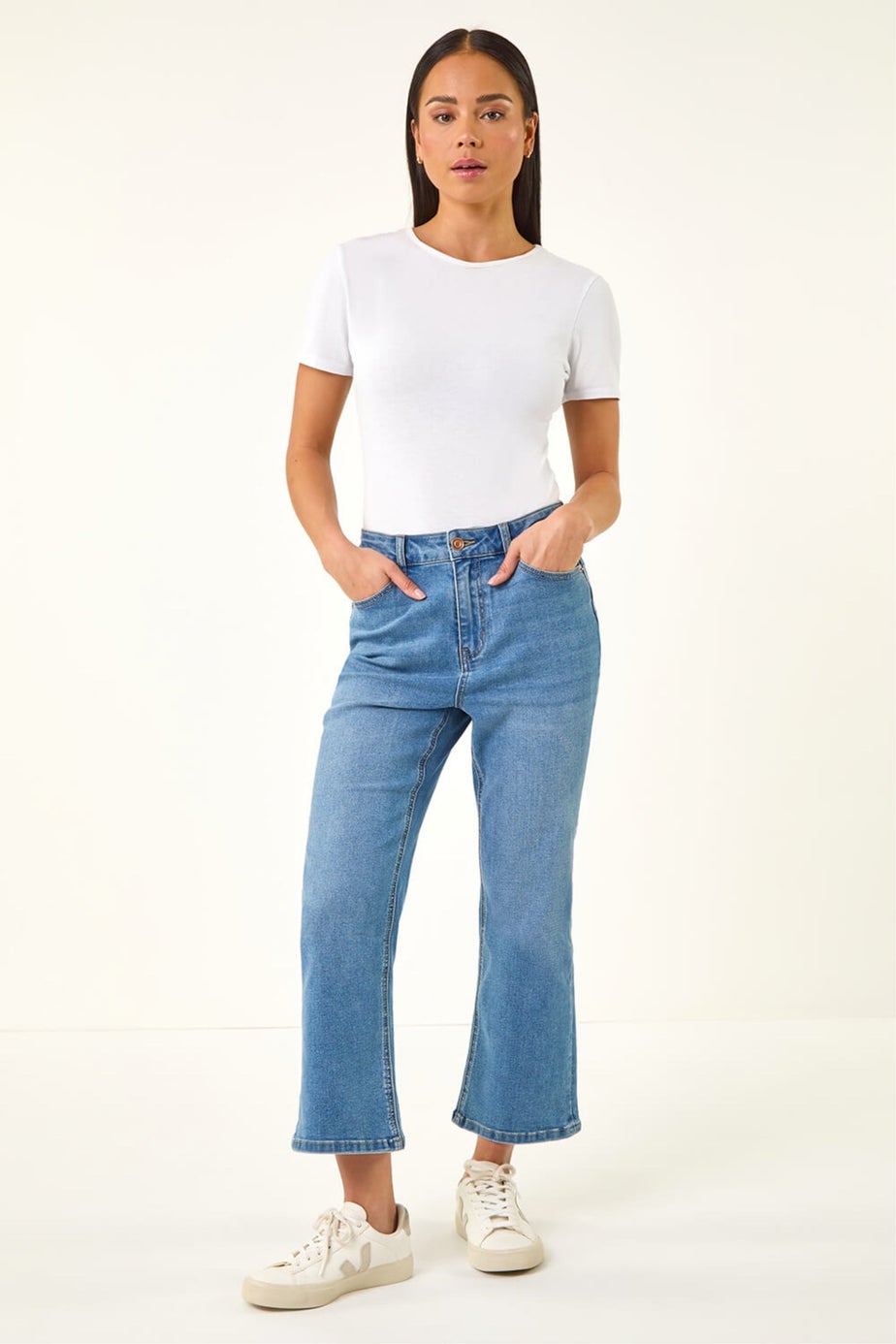 Roman Denim Petite Bootcut Cropped Jeans