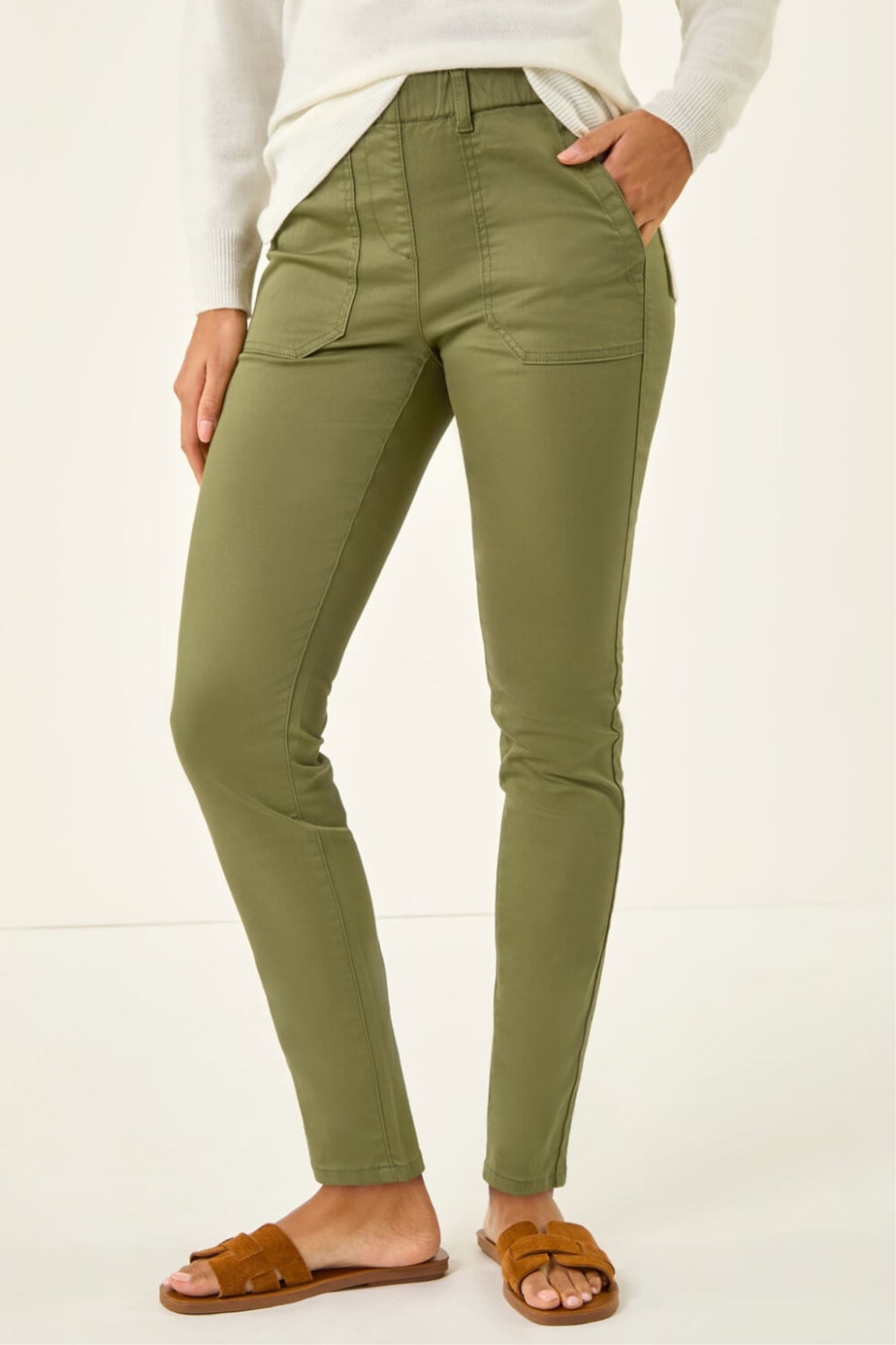 Roman Khaki Utility Stretch Jegging Trouser