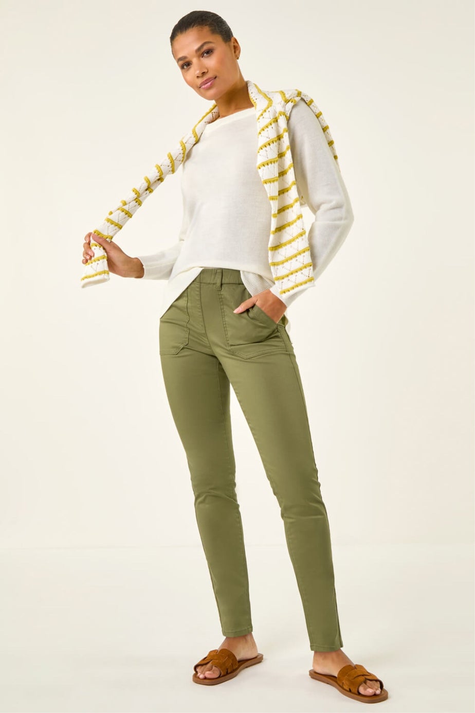 Roman Khaki Utility Stretch Jegging Trouser