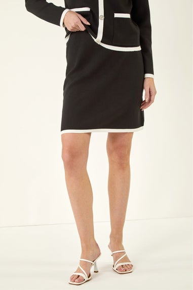 Roman Black Tipped Knitted Pencil Skirt
