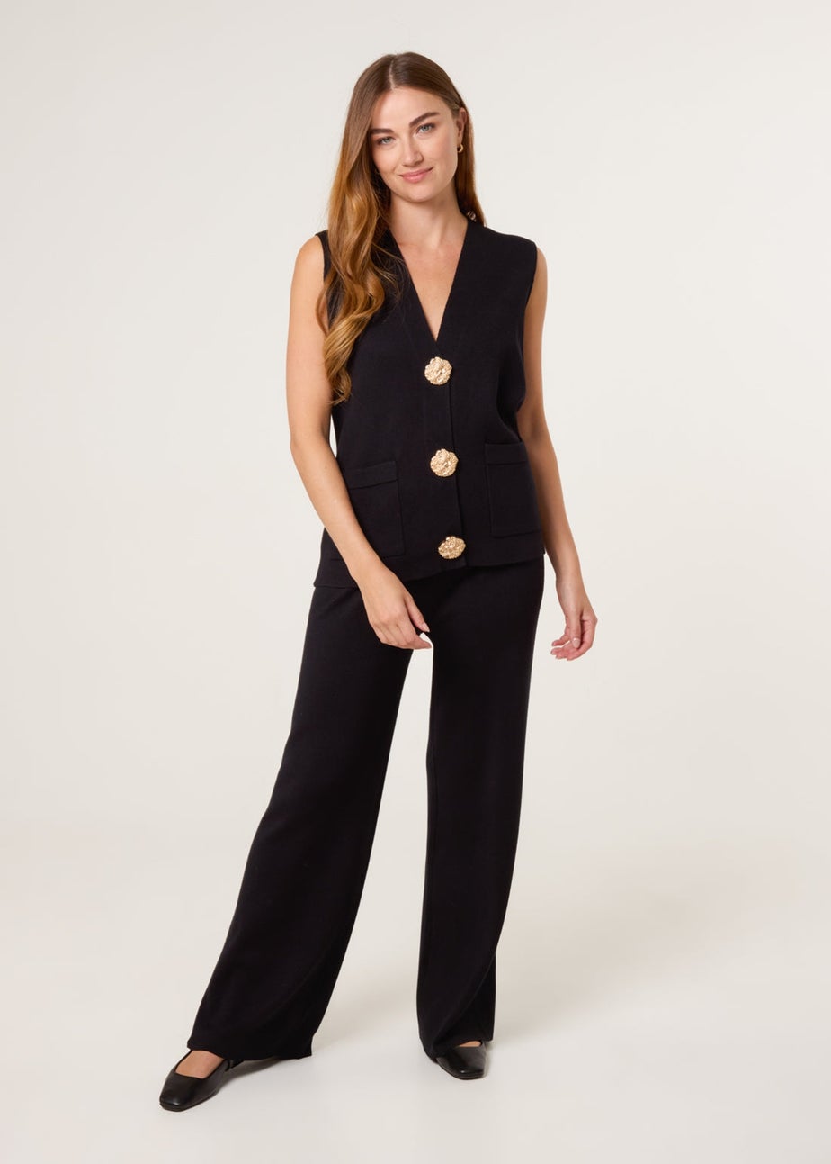 Blue Vanilla Black Two-Piece Set With Gold Button Details