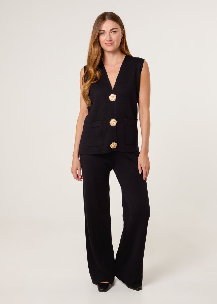 Blue Vanilla Black Two-Piece Set With Gold Button Details