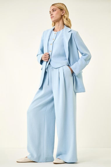 Roman Light Blue Fluid Tie Front Smart Trouser