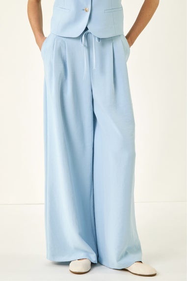 Roman Light Blue Fluid Tie Front Smart Trouser