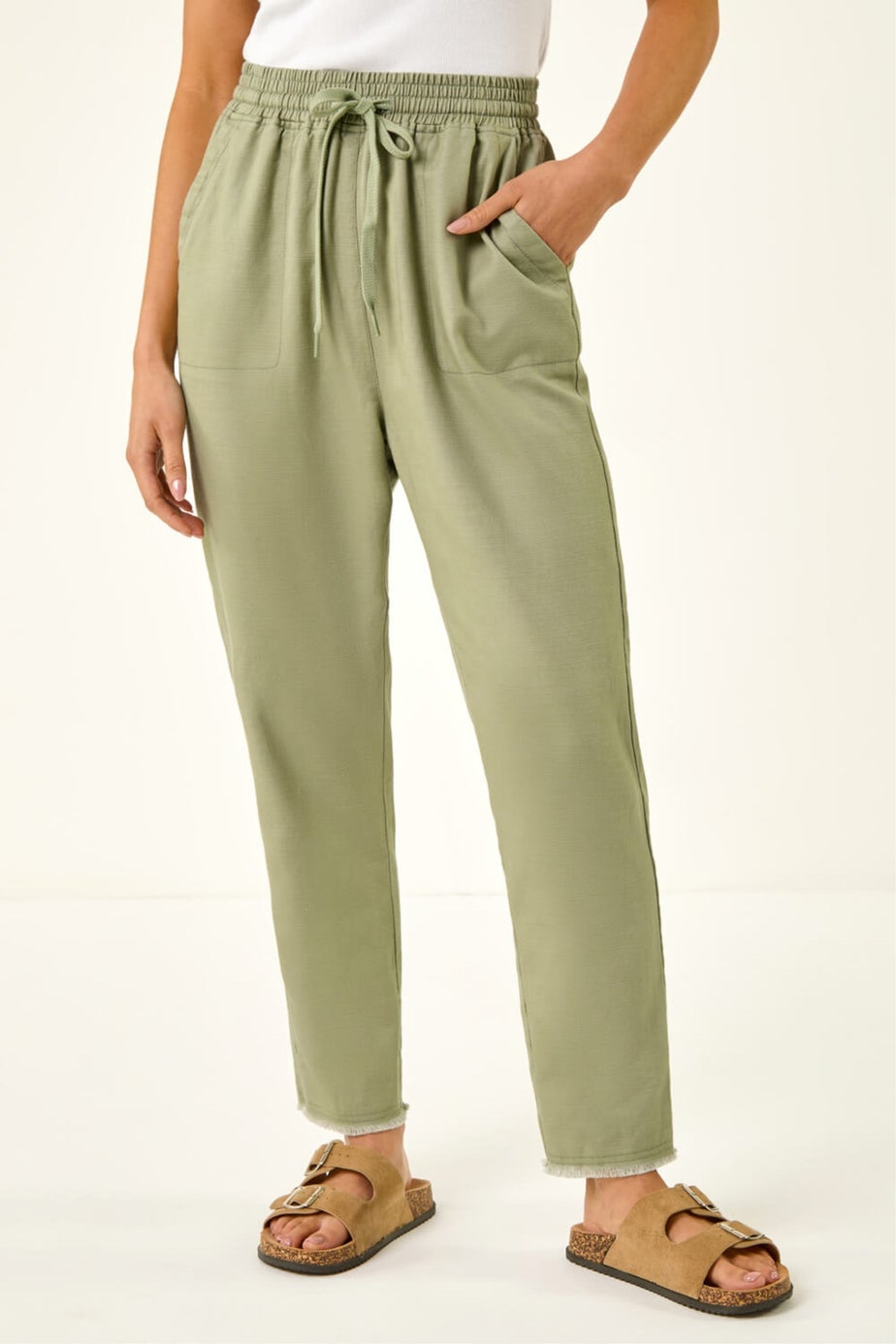 Roman Sage Petite Elasticated Waist Trouser
