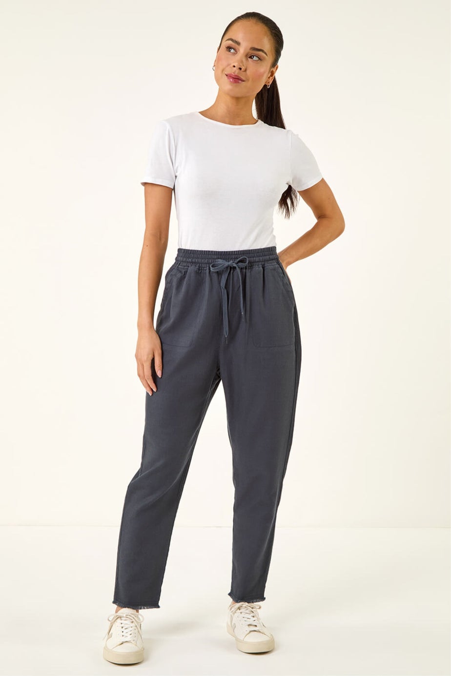 Roman Charcoal Petite Elasticated Waist Trouser