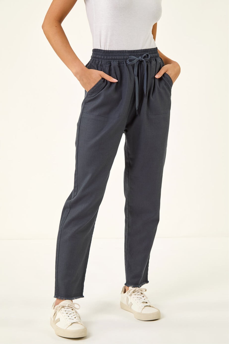 Roman Charcoal Petite Elasticated Waist Trouser
