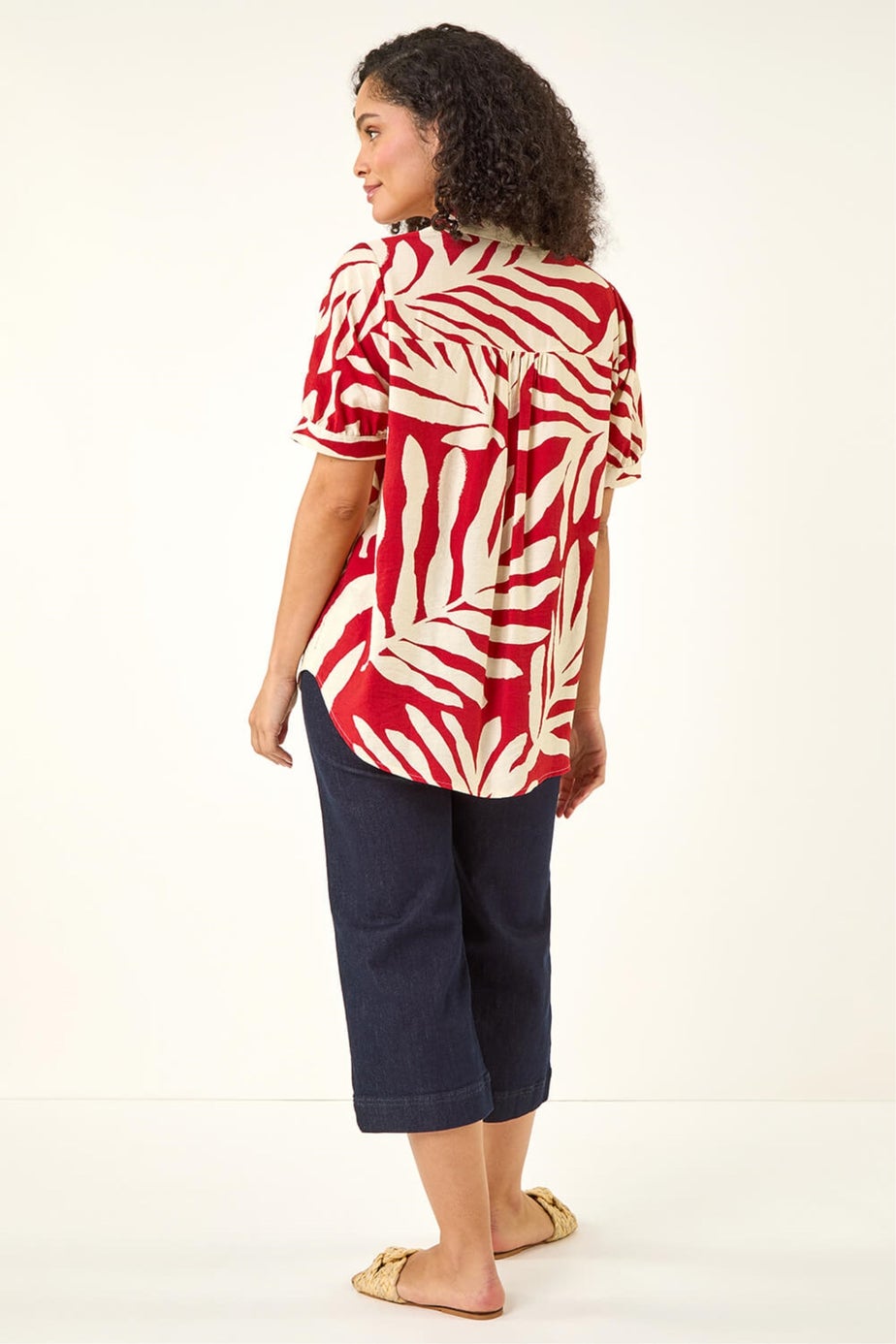 Roman Red Abstract Print Collared Shirt