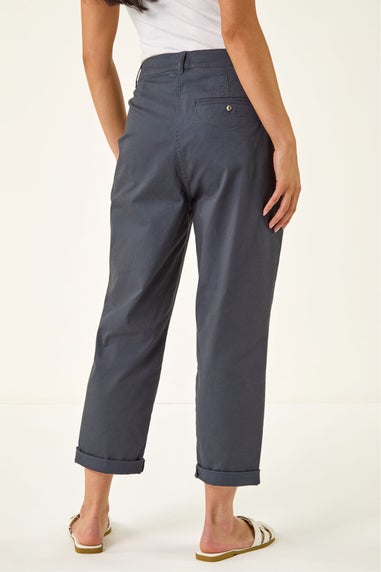 Roman Charcoal Petite Cotton Blend Stretch Chino Trousers