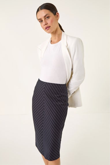 Roman Navy Chevron Pencil Skirt
