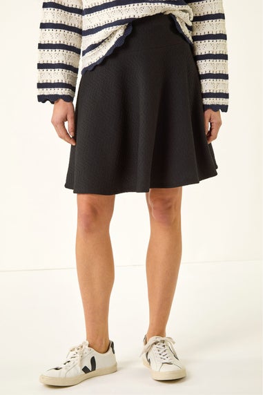 Roman Black Textured Skater Skirt