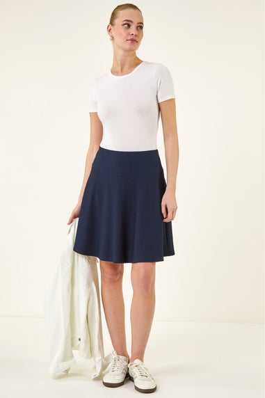 Roman Navy Textured Skater Skirt