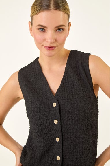 Dusk Black Crinkle Textured Waist Coat