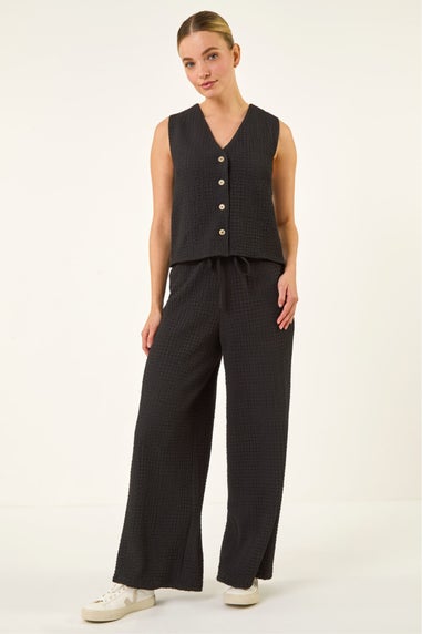 Dusk Black Crinkle Textured Waist Coat