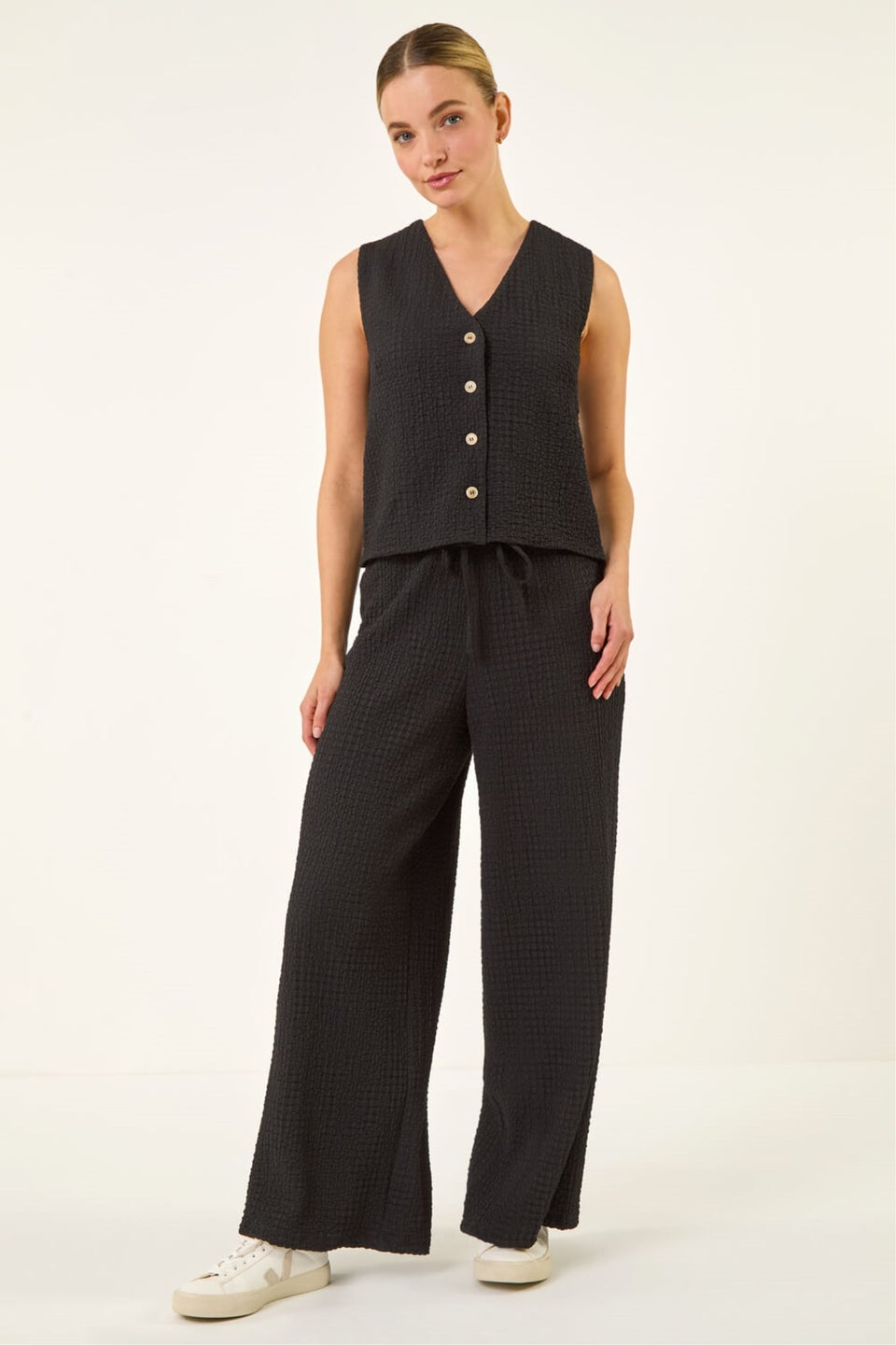 Dusk Black Crinkle Textured Waist Coat